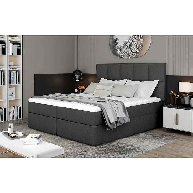 Manželská boxspringová postel 180x200 FLARO - tmavě hnědá