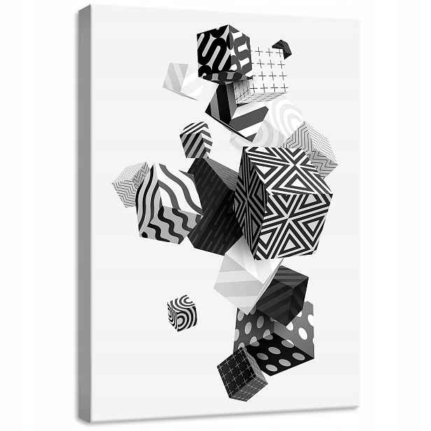 Obraz 50x70 Abstraktní geometrické černobílé vzory, moderní