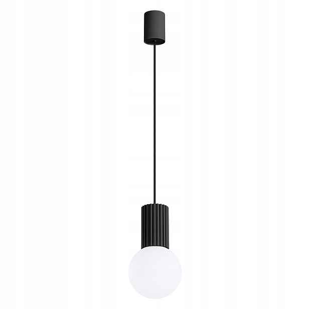 Sollux Závěsná lampa Halo černá skleněná koule G9 8W