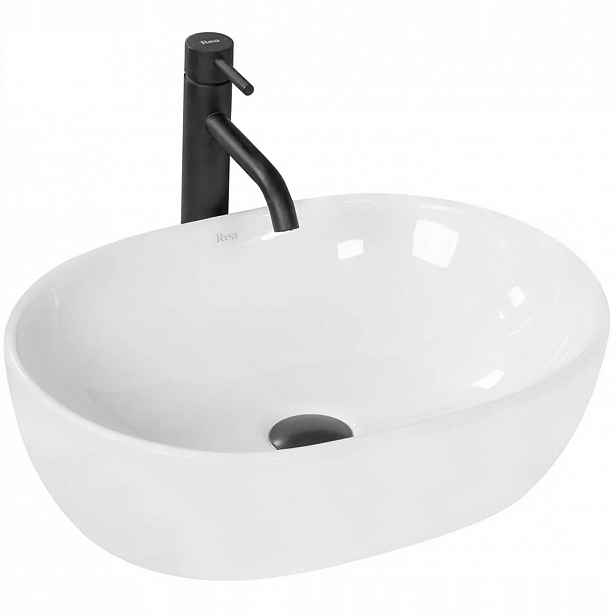 Umyvadlo na desku Rea Amelia White keramická bílá oválná hluboká 48 cm