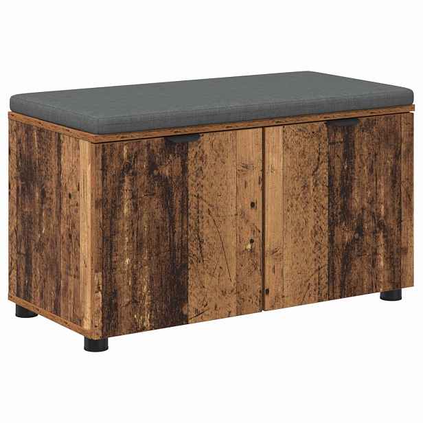 vidaXL Chodbičková lavice s polštářem Staré dřevo 80 x 38 x 46 cm