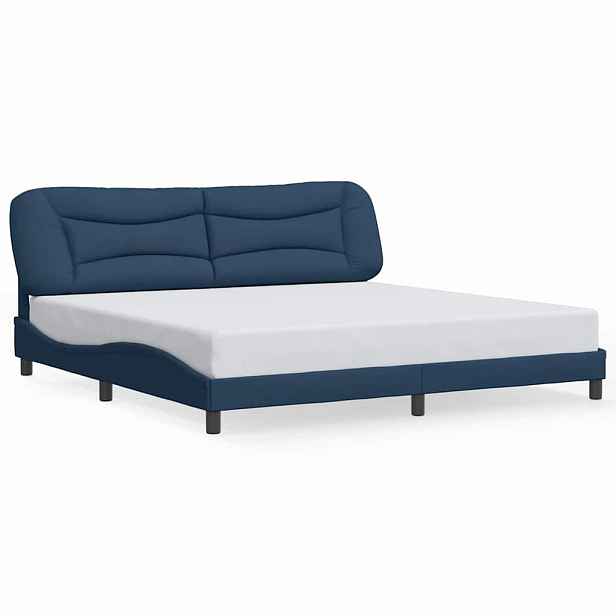 vidaXL Rám postele bez matrace Hvar modrý 200 x 200 cm textil