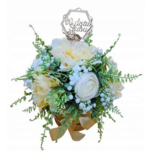 Květinový svatební box bílý 18 cm – elegantní dekorace svatební síně