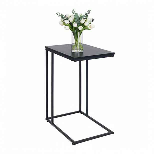 Relaxdays ODKLÁDACÍ STOLEK Černý tvar C MDF 64 cm