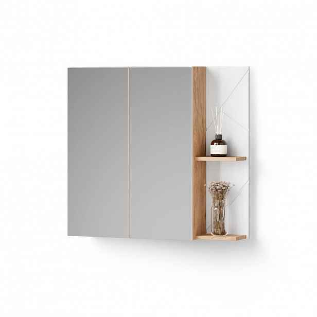 Livinity® ZRCADLOVÁ SKŘÍŇKA Ronco Bílá vysoký lesk 80 x 75 cm