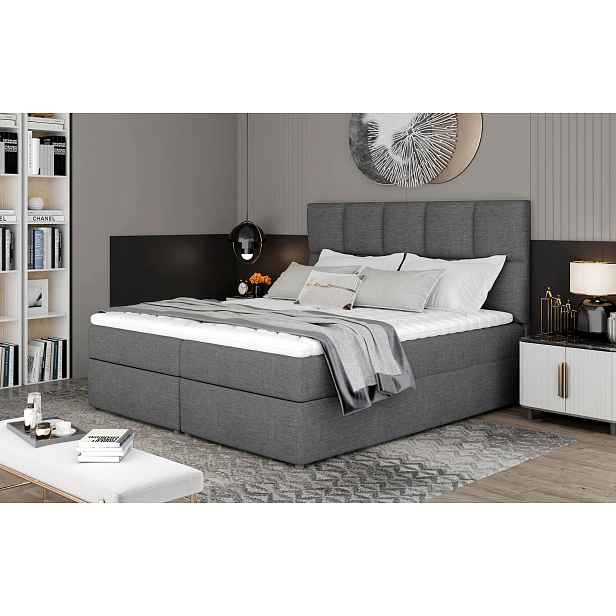 Manželská boxspringová postel 180x200 FLARO - popelavá