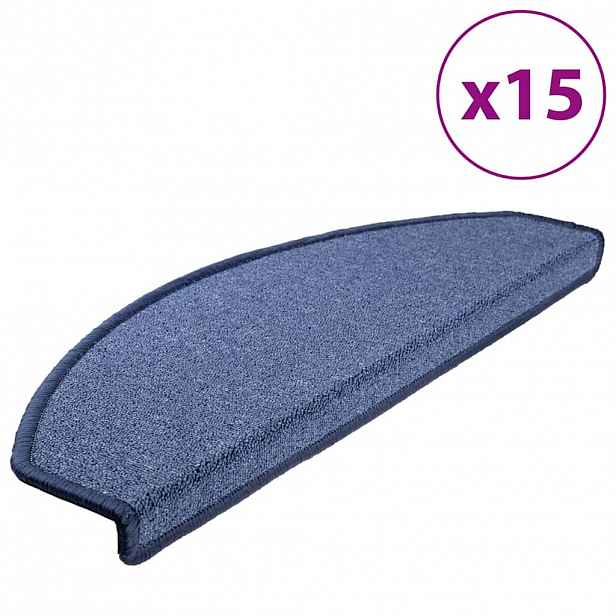 vidaXL Rohožky na schody 15 ks 65 x 24 x 4 cm Non-Slip Modrá