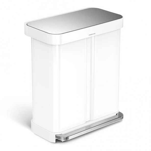 Simplehuman pedálový odpadkový koš na tříděný odpad DUAL 58 L (34/24) bílá ocel CW2118