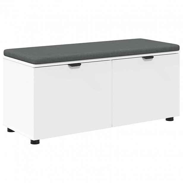 vidaXL Chodbičková lavice s polštářem s policí Bílý 100 x 38 x 46 cm