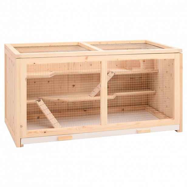 vidaXL Klec pro křečky 89,5 x 45 x 45 cm masivní jedlové dřevo