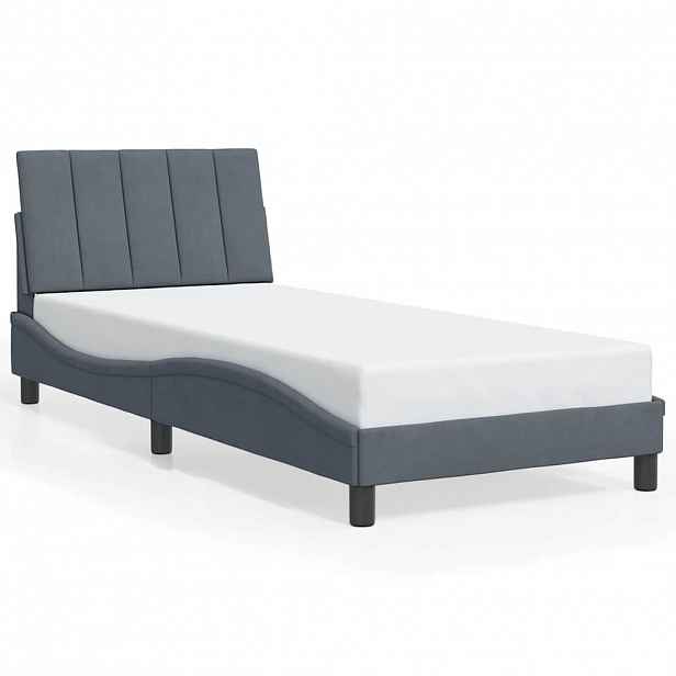 vidaXL Rám postele bez matrace Hanko tmavě šedá 80 x 200 cm samet