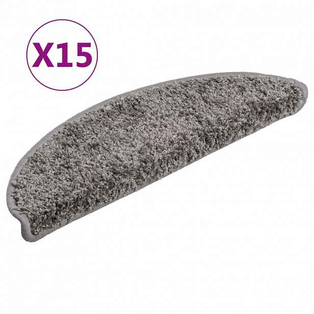 vidaXL Schodové rohože 15 ks 56 x 17 x 3 cm šedé, půlkulaté