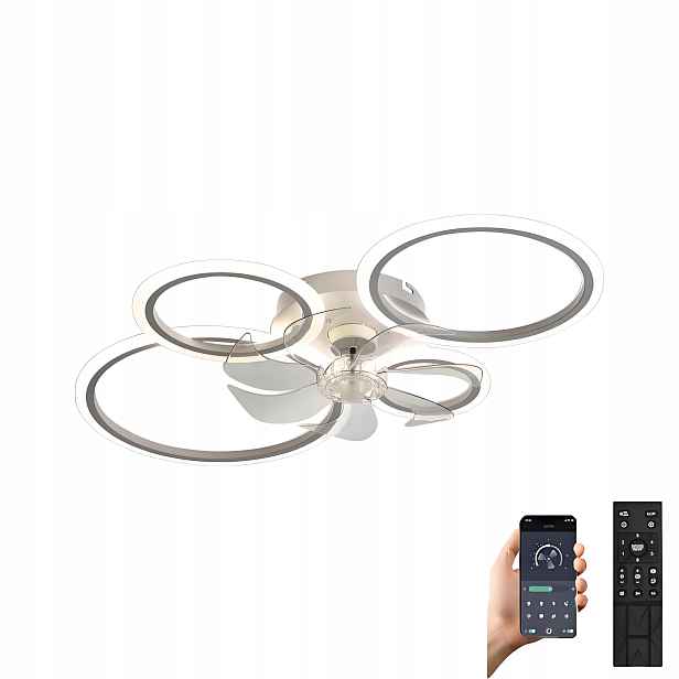 Stropní Svítidlo S Dálkovým Ovládáním App Lustr 4P Bílý Led Ventilátor Do Obývacího Pokoje