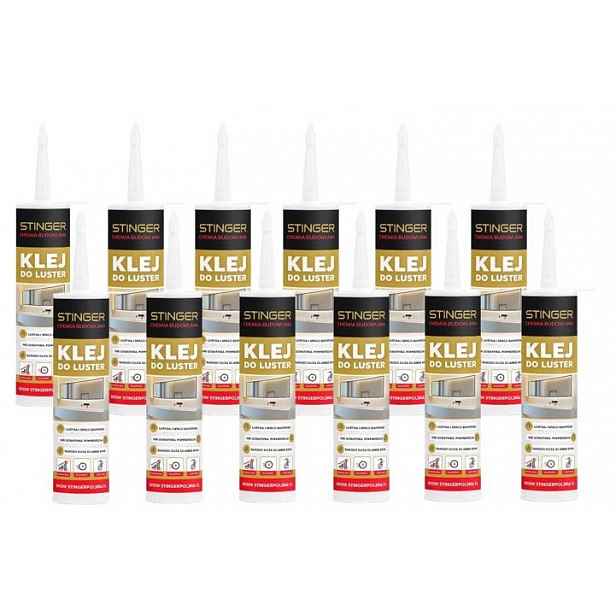 12 x Lepidlo na zrcadla a lacobel Bezbarvé silikonové Stinger 290 ml