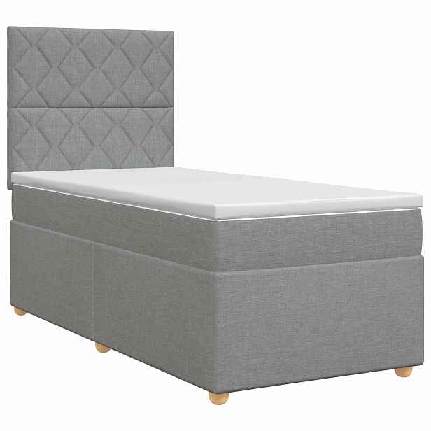 vidaXL Postel boxspring s matrací Světle šedá 90 x 200 cm Textil