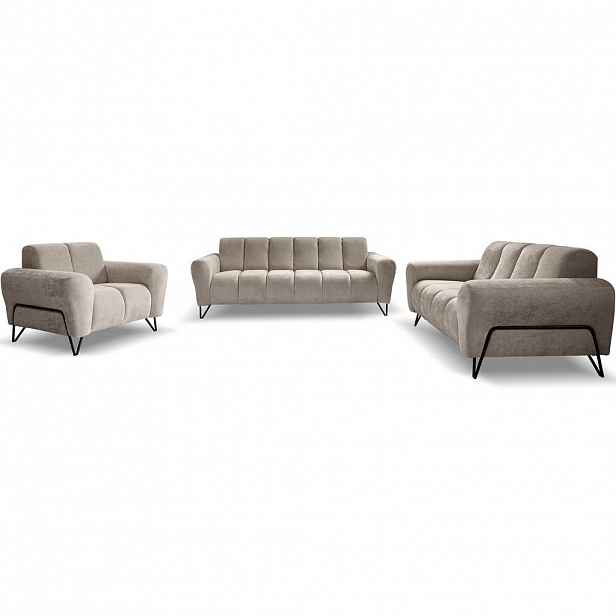Beautysofa SEDACÍ souprava Volare (pohovky + křeslo), bez funkce spaní, cappuccino