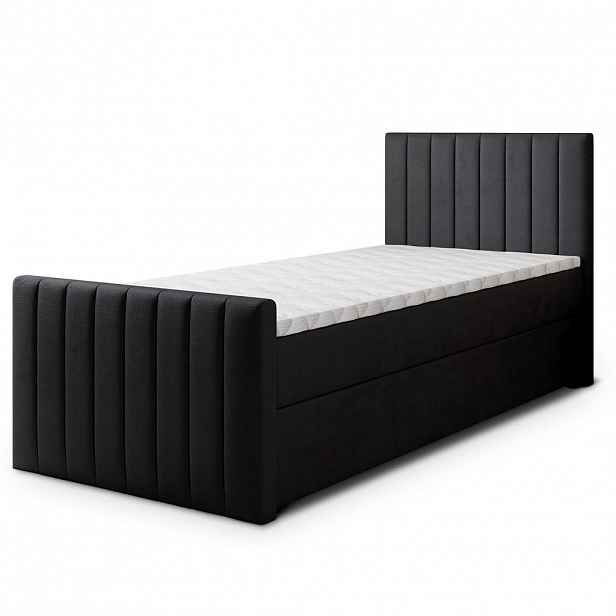 MASSENO AMERICKÁ POSTEL ARION 90x200 cm, s matrací a úložným prostorem, černá