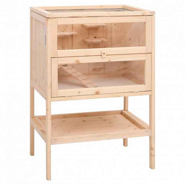 vidaXL Klec pro křečky 55 x 40 x 80 cm masivní jedlové dřevo