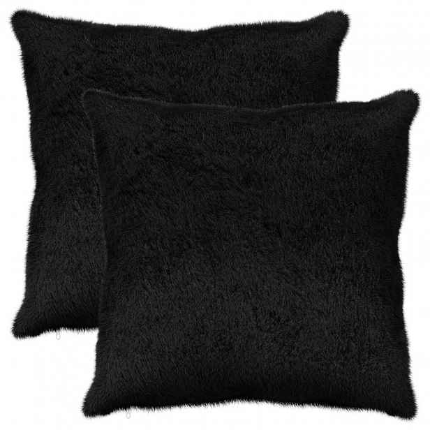 vidaXL Povlak na polštář 2 ks HEERLEN Černá 55 x 55 cm Umělá králičí