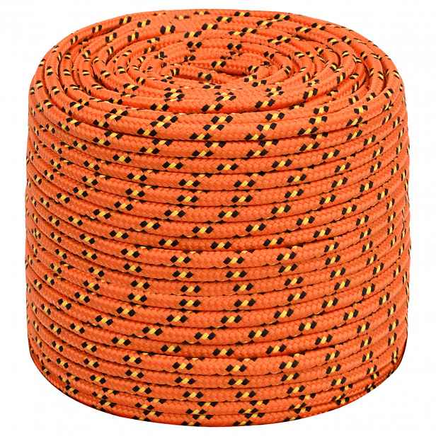 vidaXL Víceúčelové užitkové lano 10 mm 50 m Oranžová PP