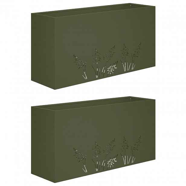 vidaXL Zahradní pěstebník 2 ks Olivově zelená 100 x 30 x 49 cm