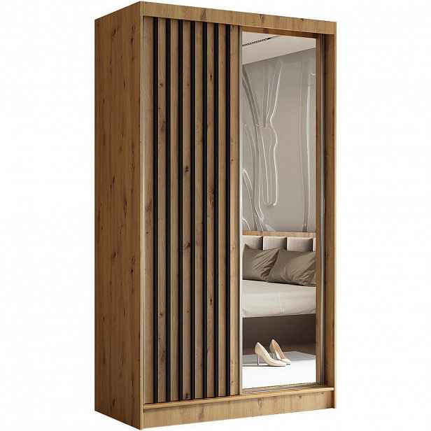 Beautysofa SKŘÍŇ s posuvnými dveřmi Helix 120/216/61 dub Artisan + černá