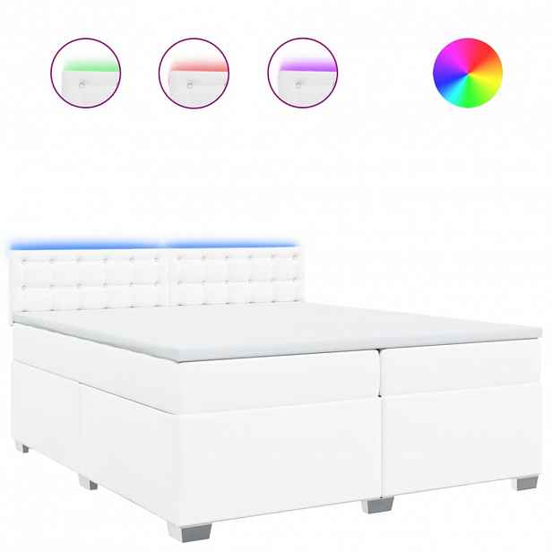 vidaXL Box spring postel s matrací bílá 200x200 cm umělá kůže