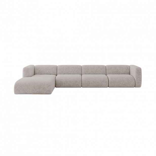 ALTDECOR ROHOVÁ SEDAČKA S LEVOU OTOMANOU MIRA-L3 409x179x70 Světle šedá Velur
