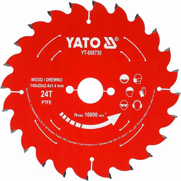 Kotouč Tct Ptfe Na Dřevo 165*20*24T Yato YT-608732