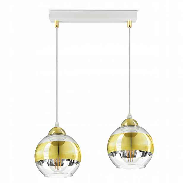 Stropní Svítidlo Bílý zlatý lustr Glass BZ2 Led