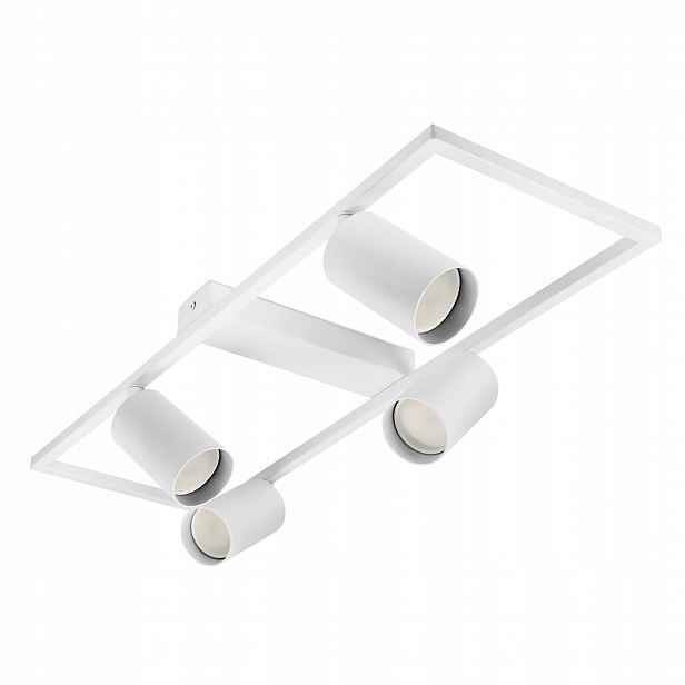 Stropní Svítidlo na zeď 4xGU10 Led Spot Bílá Pohyblivý reflektor Rámeček