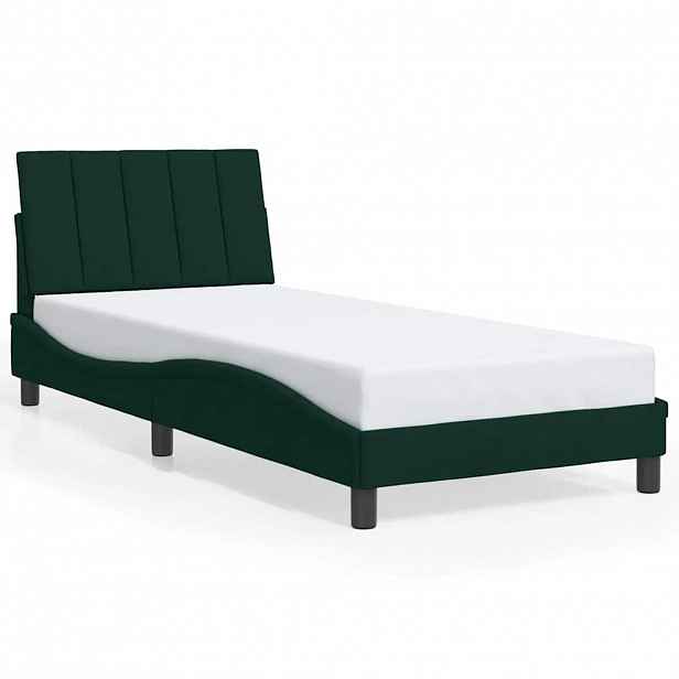 vidaXL Rám postele bez matrace Hanko tmavě zelená 80 x 200 cm samet