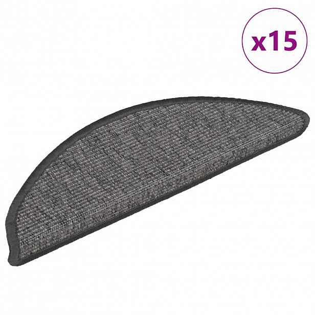 vidaXL Schodové rohože 15 ks 56 x 17 x 3 cm béžovo-šedé, půlkulaté