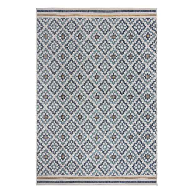 Žluto-modrý vnitřní a venkovní koberec 120x170 cm Zia Trellis – Flair Rugs