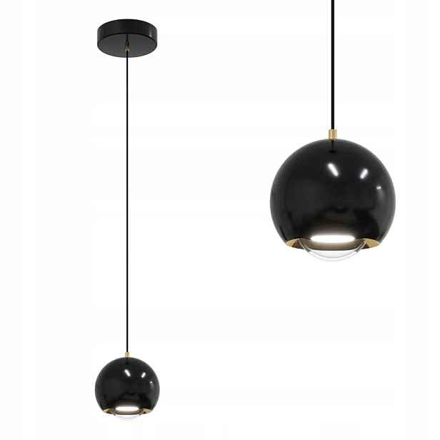 Závěsná lampa závěsné stínidlo sklo Aurenia 1xLED černá PL0122-CB Yaskr