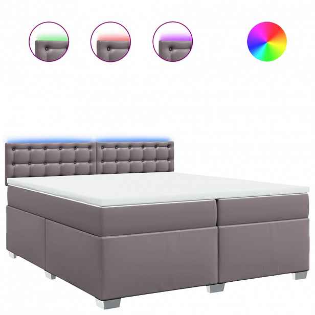 vidaXL Box spring postel s matrací šedá 200x200 cm umělá kůže