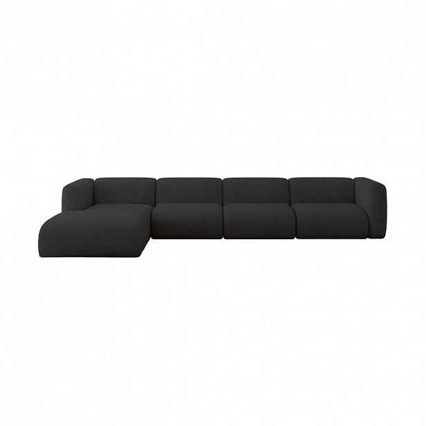 ALTDECOR ROHOVÁ SEDAČKA S LEVOU OTOMANOU MIRA-L3 409x179x70 Černá Velur