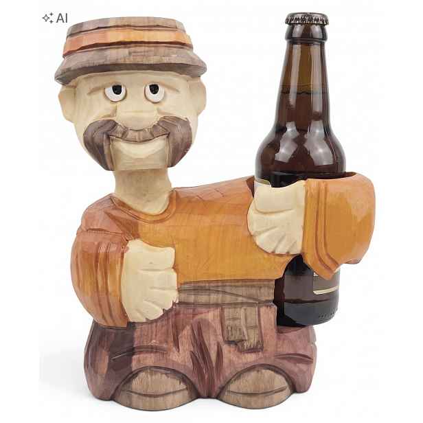 Dřevěná dekorace Ručně vyřezávaná socha Chlap Kozák Figurka *21x17*cm