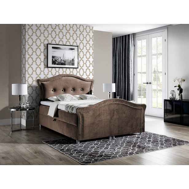 Kouzelná rustikální postel Bradley Lux 200x200, hnědá