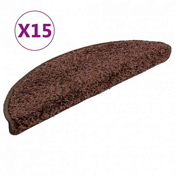 vidaXL Schodové rohože 15 ks 56 x 17 x 3 cm hnědé půlkulaté