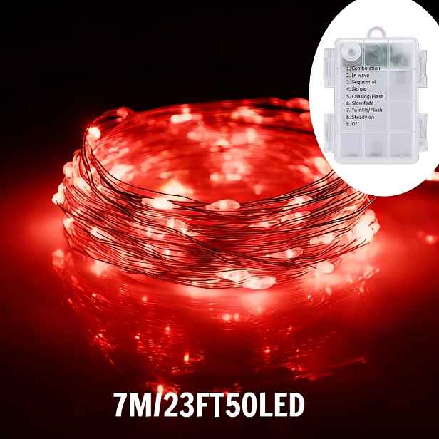 TEMU 1ks LED Řetězová Světla ve Tvaru Pohádkových Světýlek s Bateriovým - 50/300 LED Pohádková Světýlka, Vhodná pro Vnitřní a Venkovní Dekoraci,