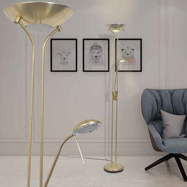 Stojací stmívací LED lampa Dekorhome Stříbrná