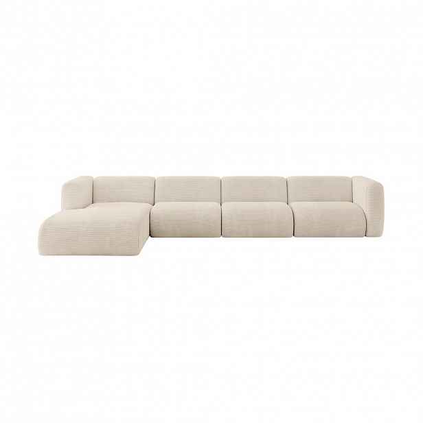 ALTDECOR ROHOVÁ SEDAČKA S LEVOU OTOMANOU MIRA-L3 409x179x70 Béžová Manšestr