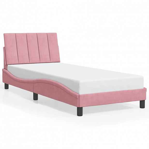 vidaXL Rám postele bez matrace Hanko růžový 80x200 cm samet