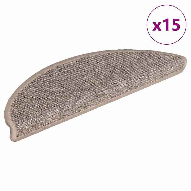 vidaXL Schodové rohože 15 ks 56 x 17 x 3 cm tmavě béžové, půlkulaté