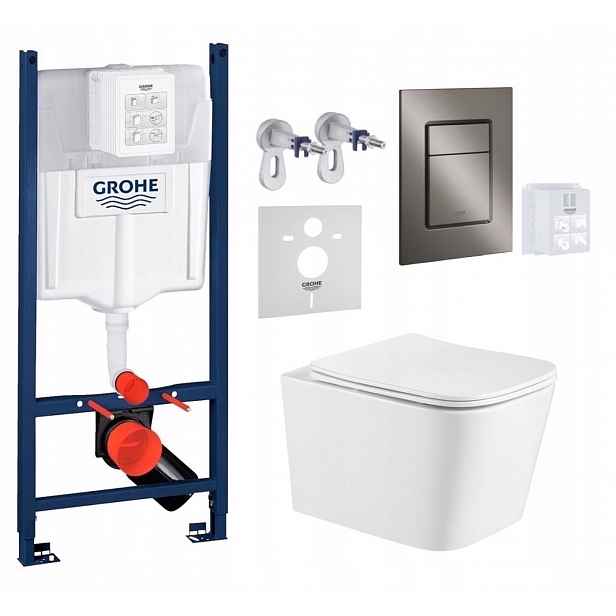 Wc stojan Grohe Rapid Sl s mísou Alba Tornado a grafit tlačítkem