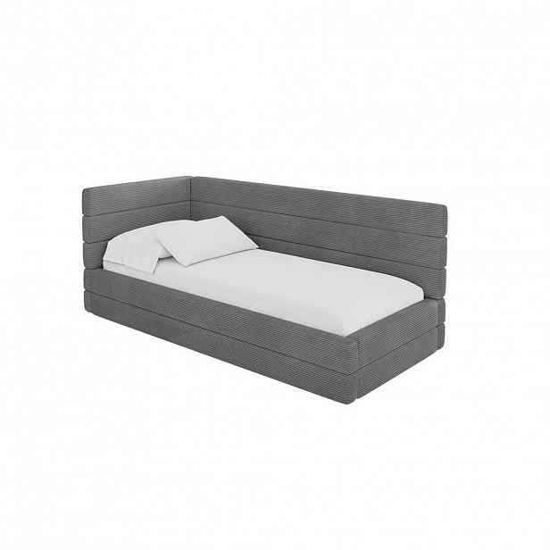 ALTDECOR JEDNOLŮŽKOVÁ POSTEL pro mládež s úložným prostorem, vpravo - BEMY 80x200 tmavě šedá