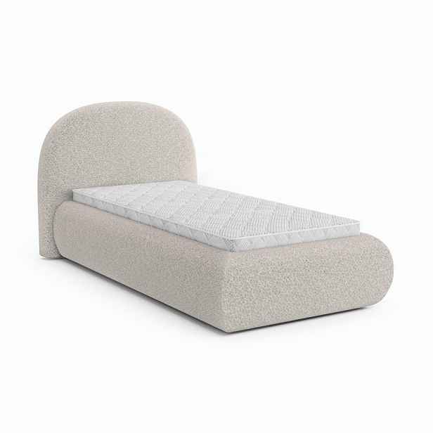 Beautysofa ČALOUNĚNÁ POSTEL Motti 90×200, jednolůžko s úložným prostorem a pěnovou matrací 10 cm, béžová