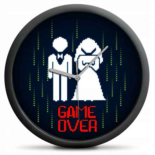 Hodiny Game Over pro dívčí kavalírské Novomanžele