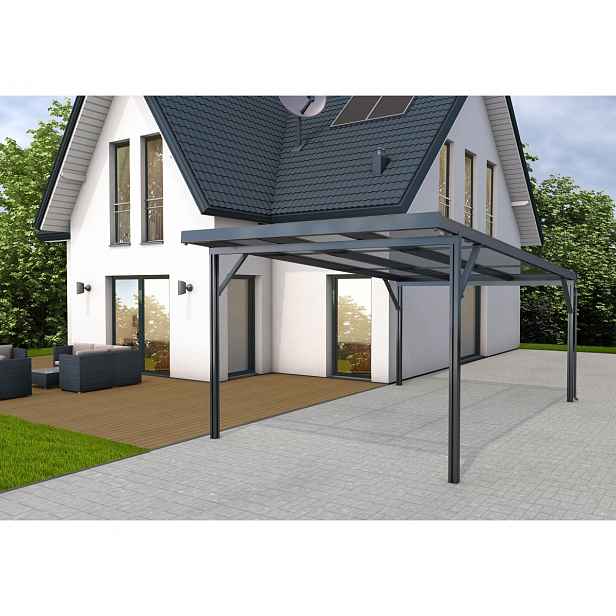 Přístřešek na auto Carport Premium A, 3,094 x 5,62 m, antracit / čirá GU4296309X